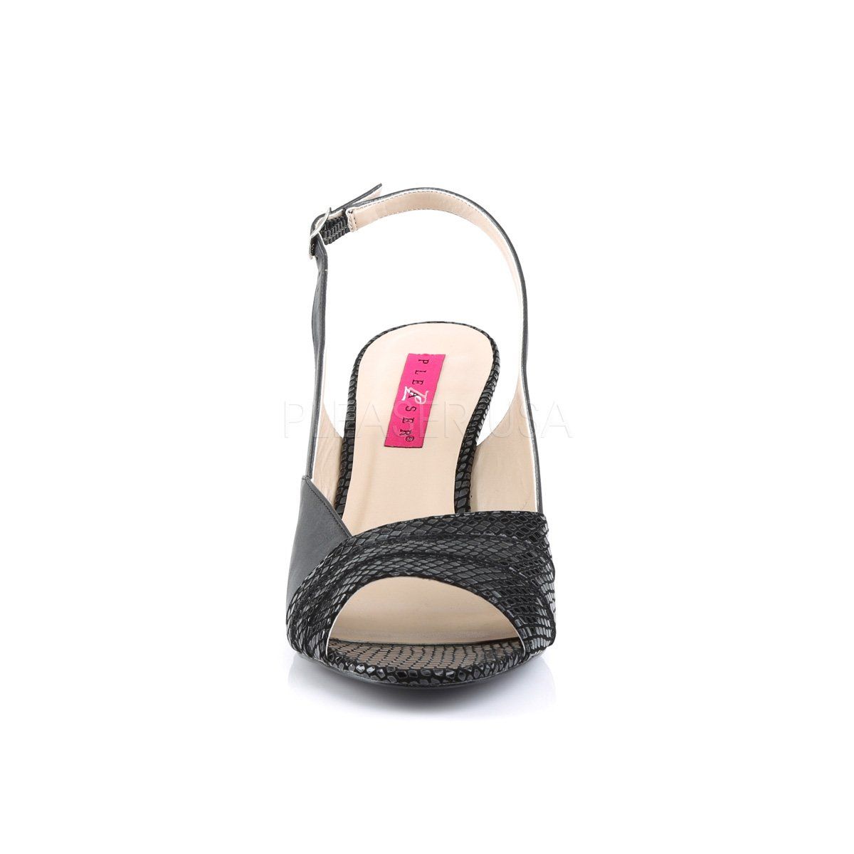 KIMBERLY-01SP Black Faux Leather Pleaser Pink Label