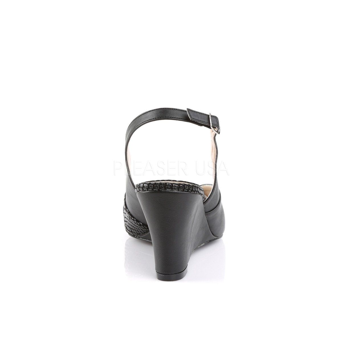 KIMBERLY-01SP Black Faux Leather Pleaser Pink Label