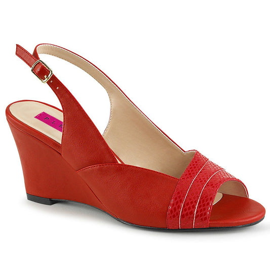 KIMBERLY-01SP Red Faux Leather Pleaser Pink Label