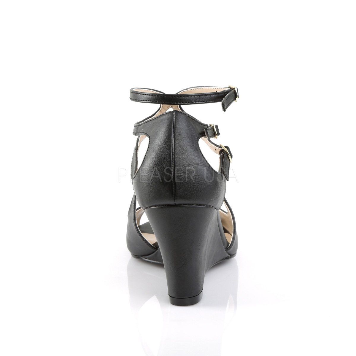 KIMBERLY-04 Black Faux Leather Pleaser Pink Label