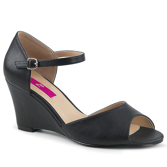 KIMBERLY-05 Black Faux Leather Pleaser Pink Label