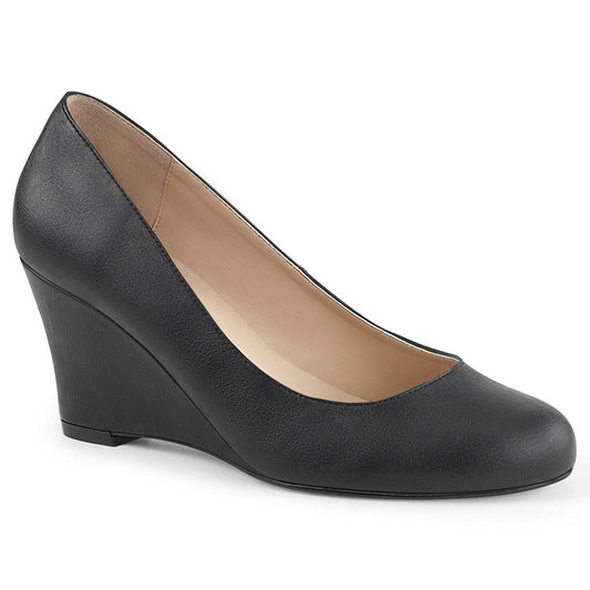 KIMBERLY-08 Black Faux Leather Pleaser Pink Label