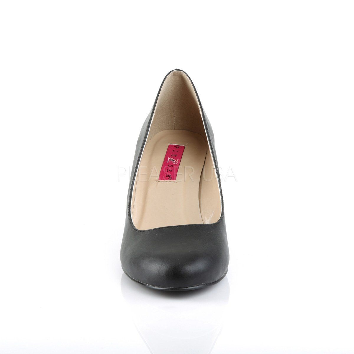 KIMBERLY-08 Black Faux Leather Pleaser Pink Label