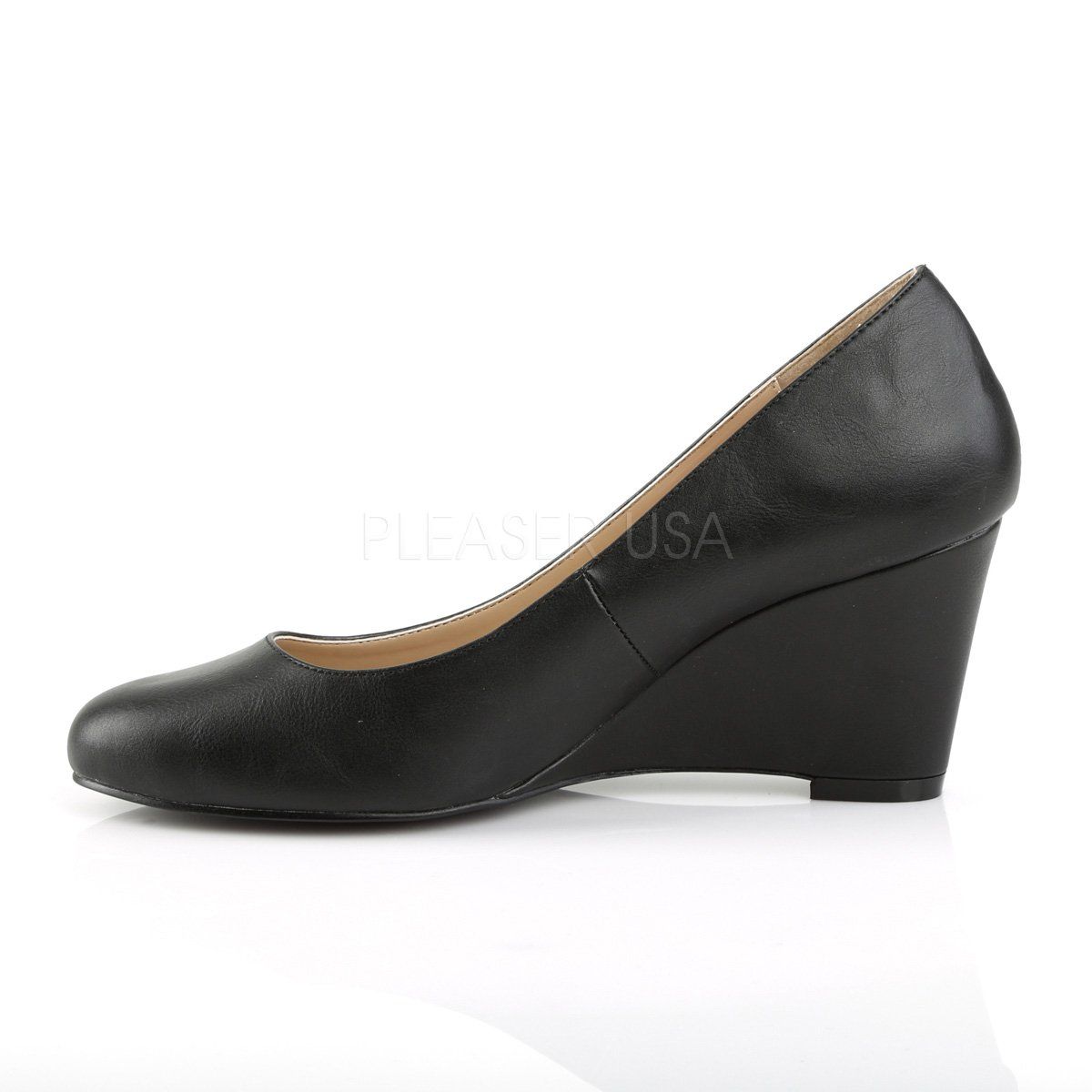 KIMBERLY-08 Black Faux Leather Pleaser Pink Label