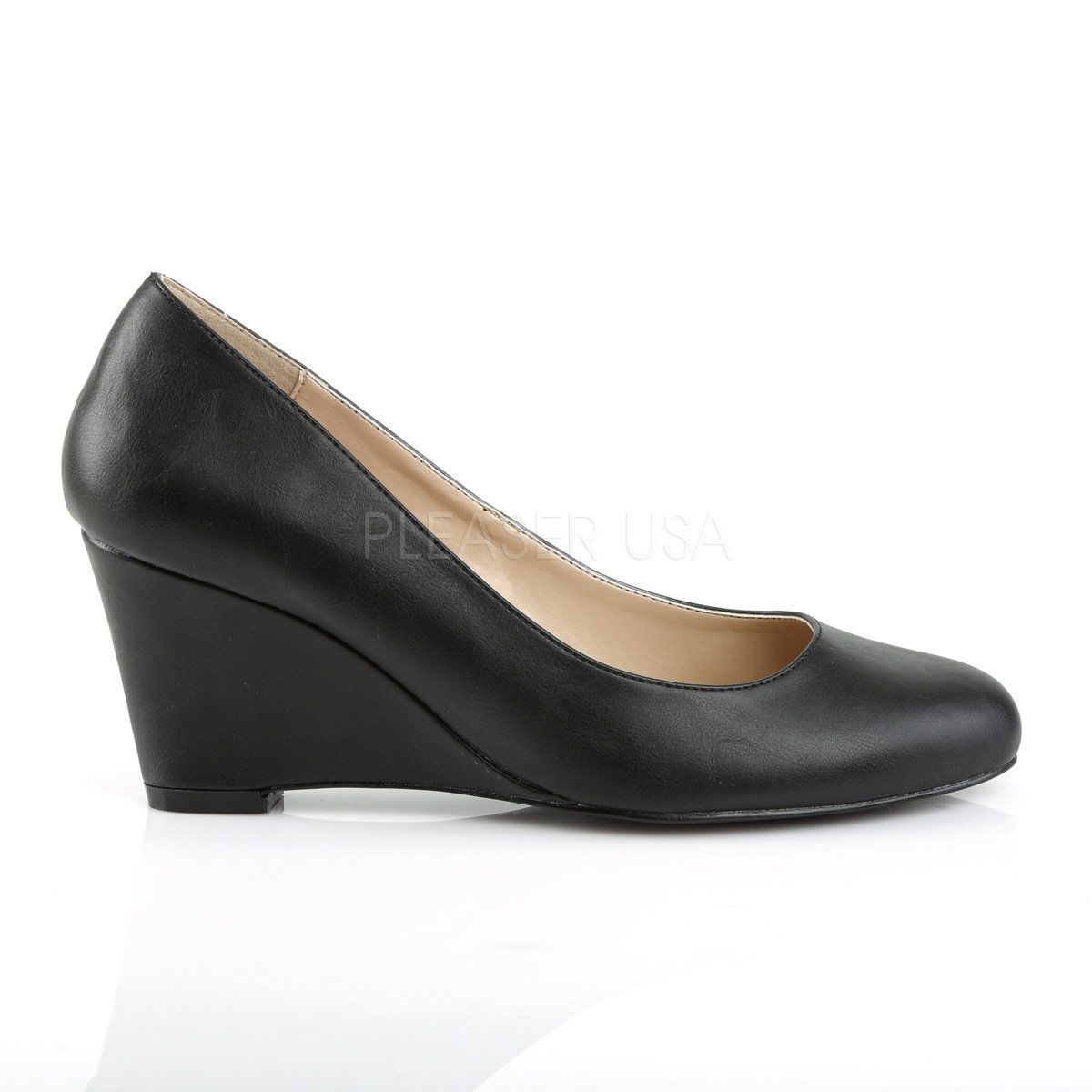 KIMBERLY-08 Black Faux Leather Pleaser Pink Label