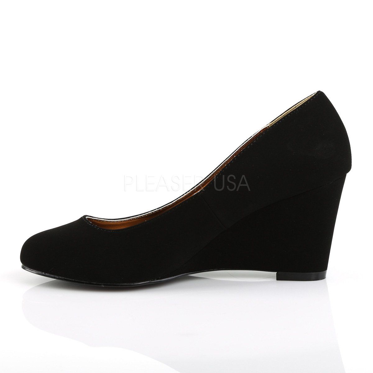 KIMBERLY-08 Black Nubuck Suede Pleaser Pink Label