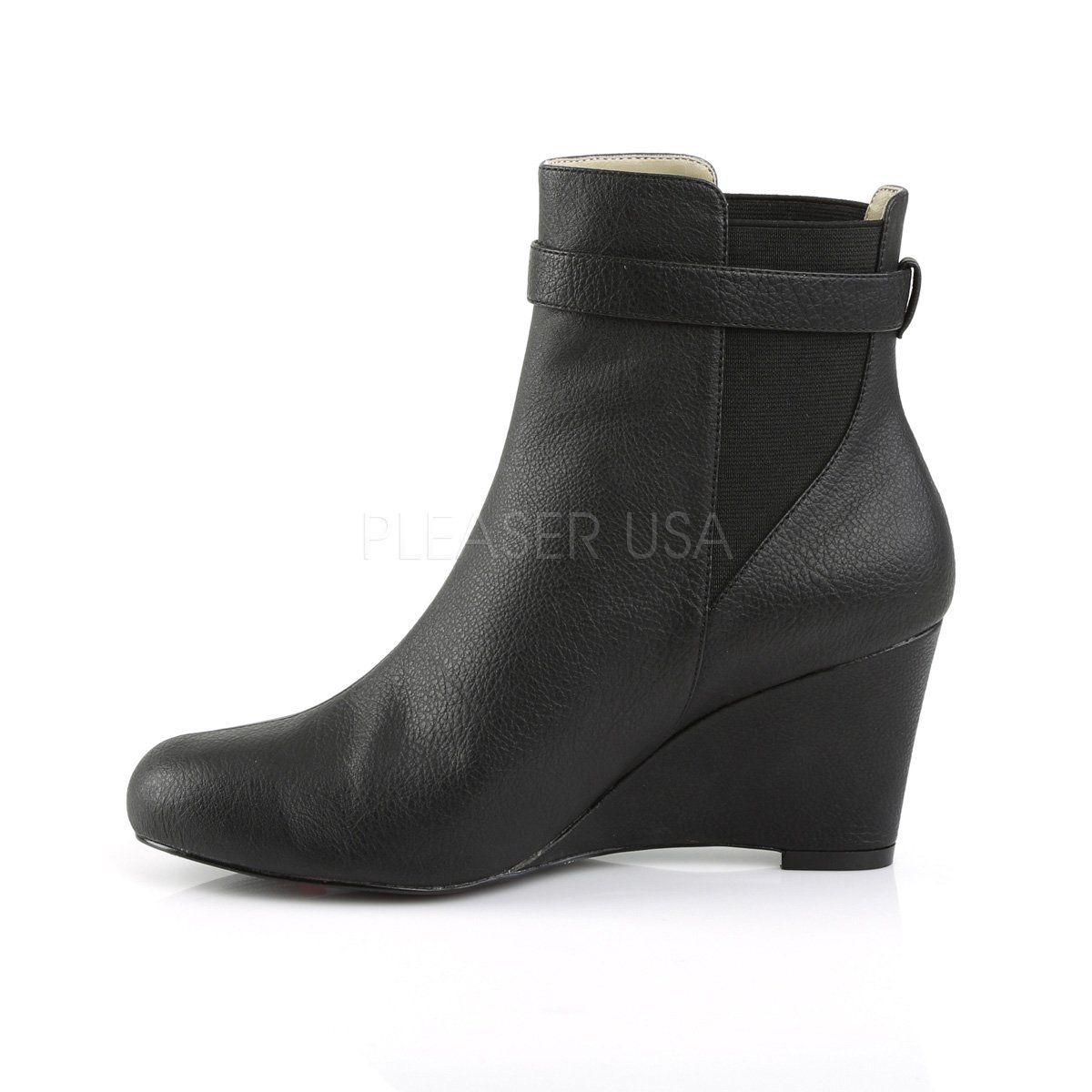KIMBERLY-102 Black Faux Leather Pleaser Pink Label