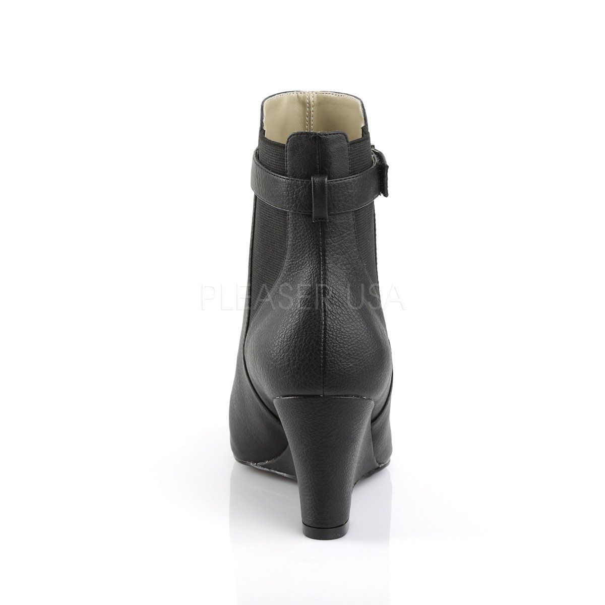 KIMBERLY-102 Black Faux Leather Pleaser Pink Label