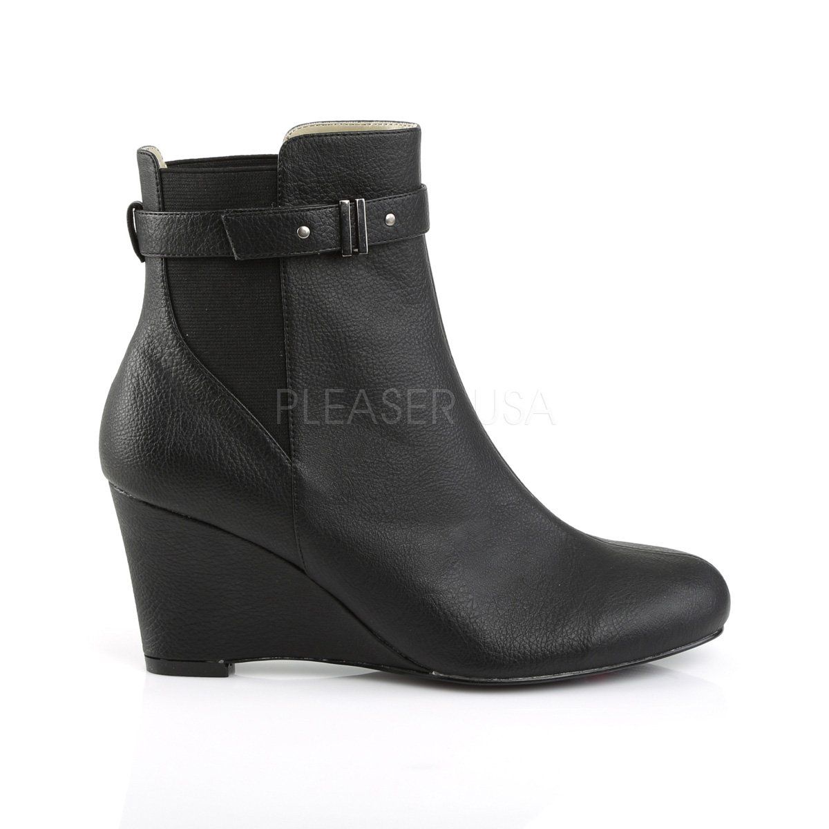 KIMBERLY-102 Black Faux Leather Pleaser Pink Label