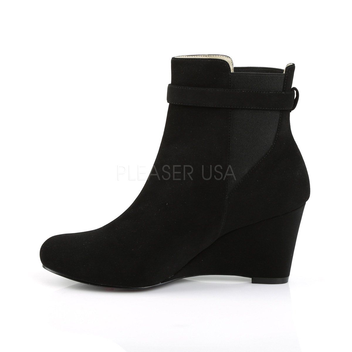 KIMBERLY-102 Black Nubuck Suede Pleaser Pink Label