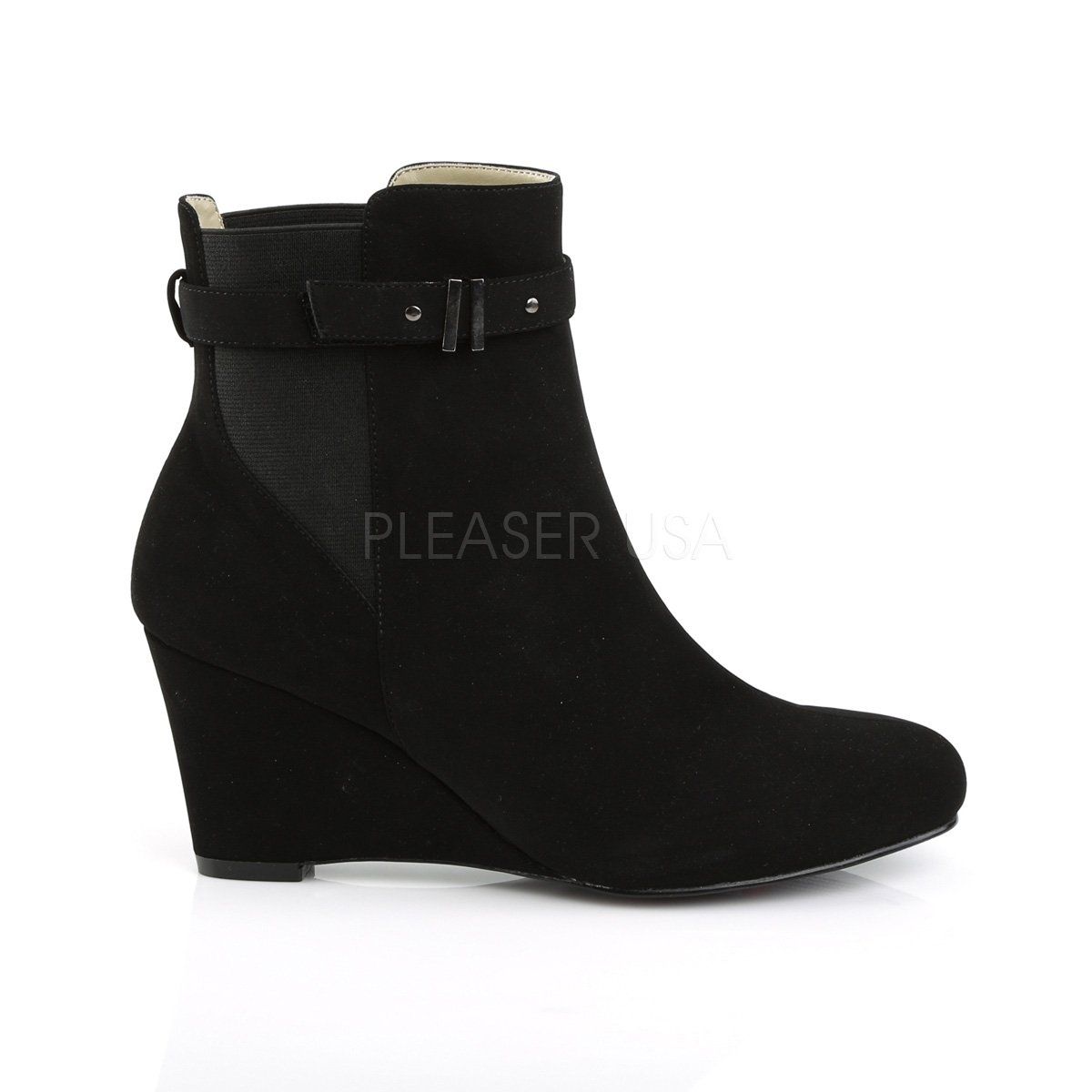 KIMBERLY-102 Black Nubuck Suede Pleaser Pink Label