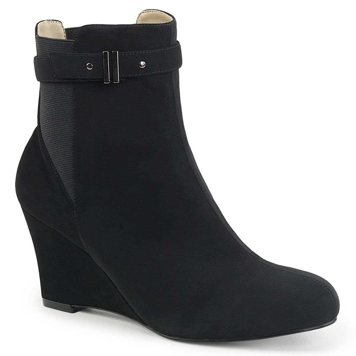 KIMBERLY-102 Black Nubuck Suede Pleaser Pink Label