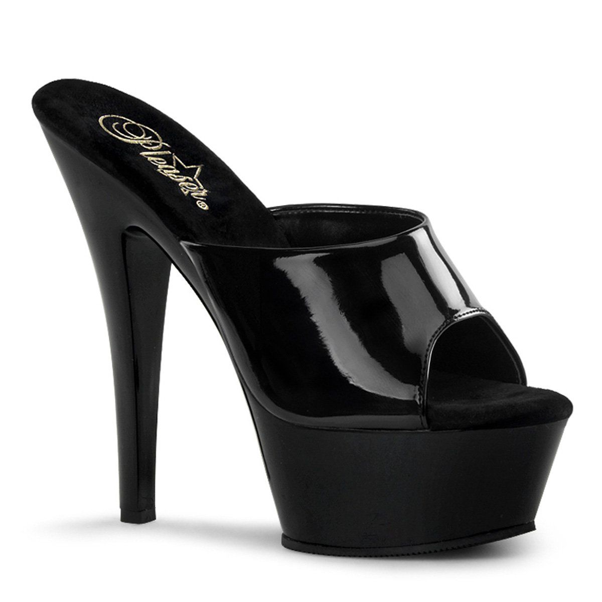 KISS-201 Black Patent Platform Sandal Pleaser