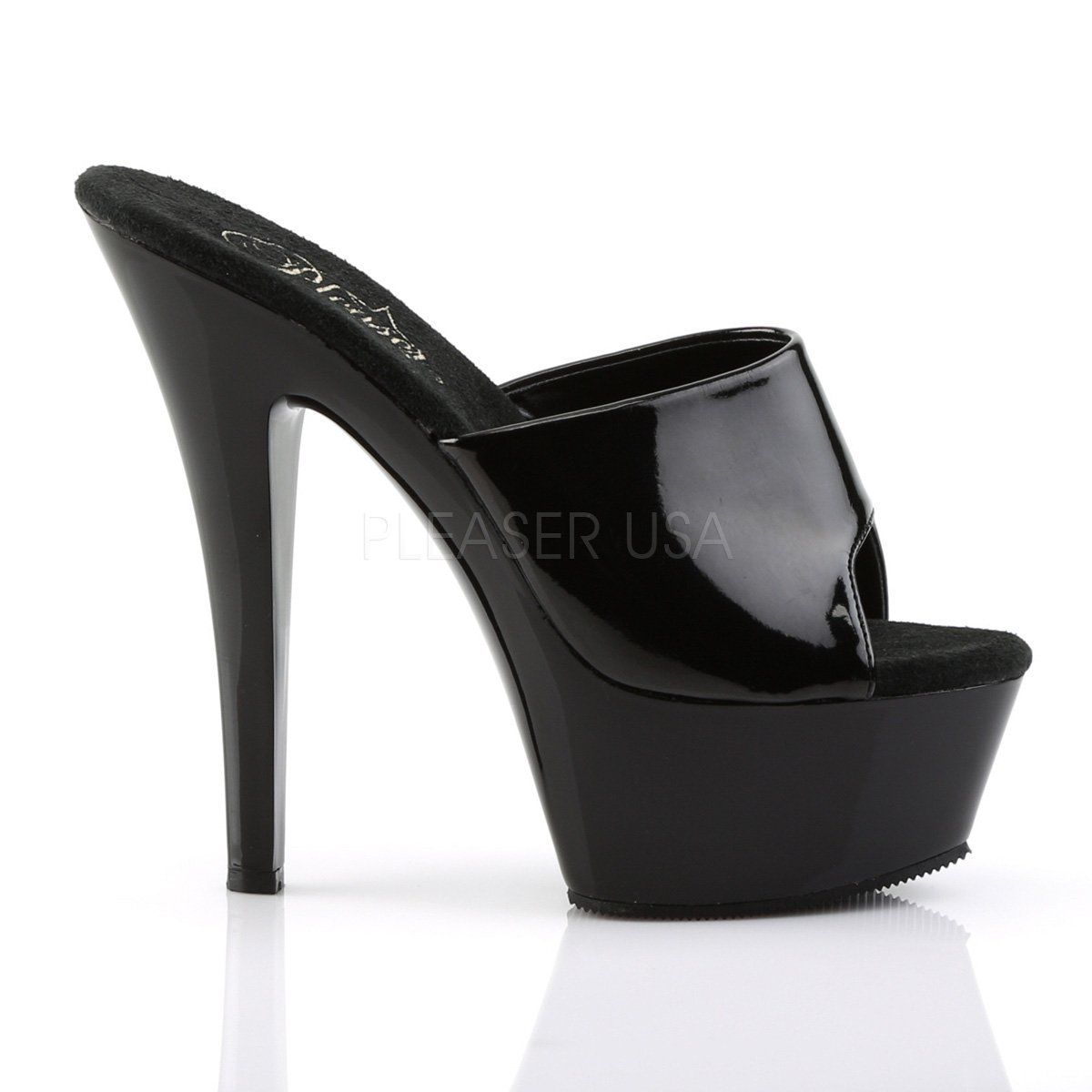 KISS-201 Black Patent Platform Sandal Pleaser