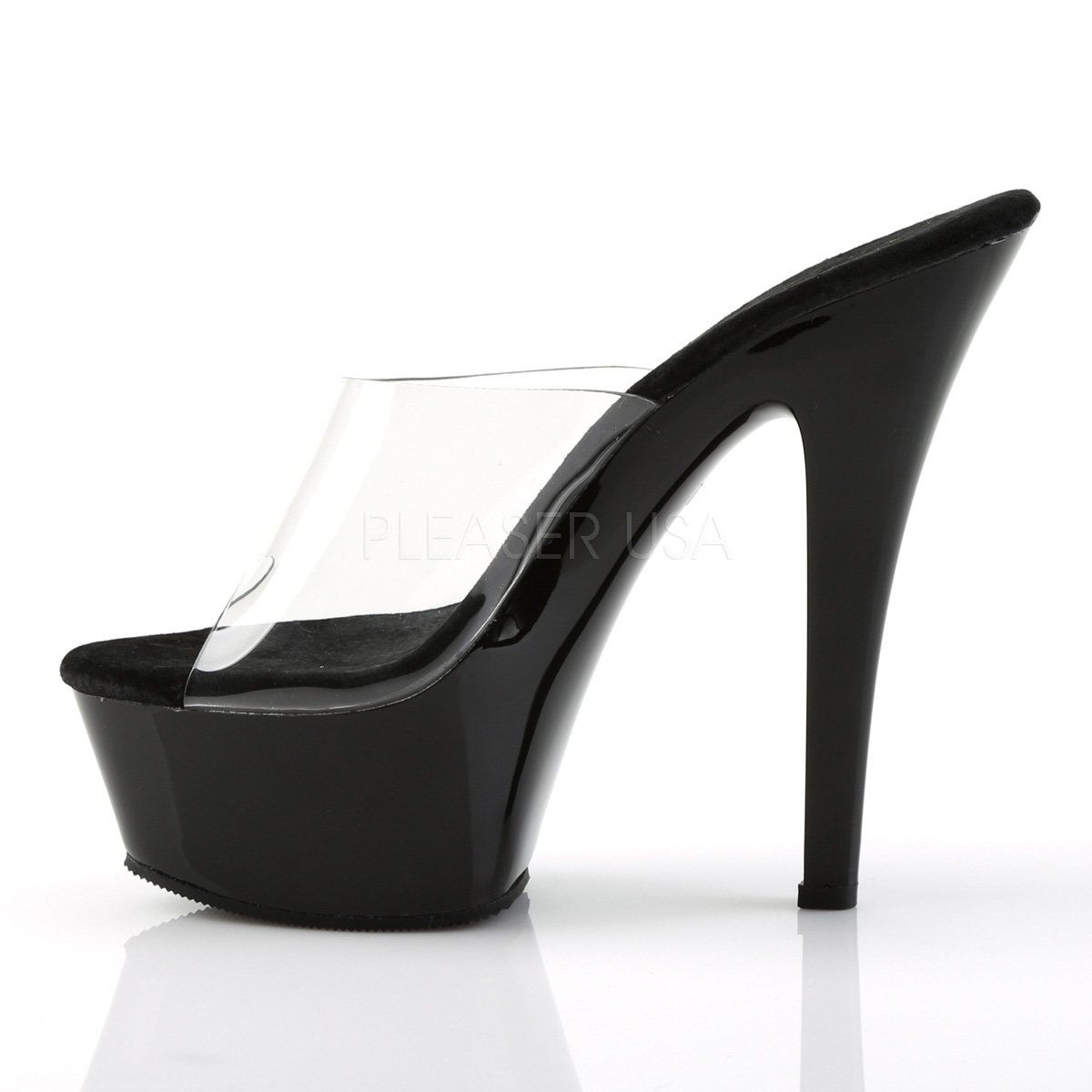 KISS-201 Clear/Black Platform Sandal Pleaser