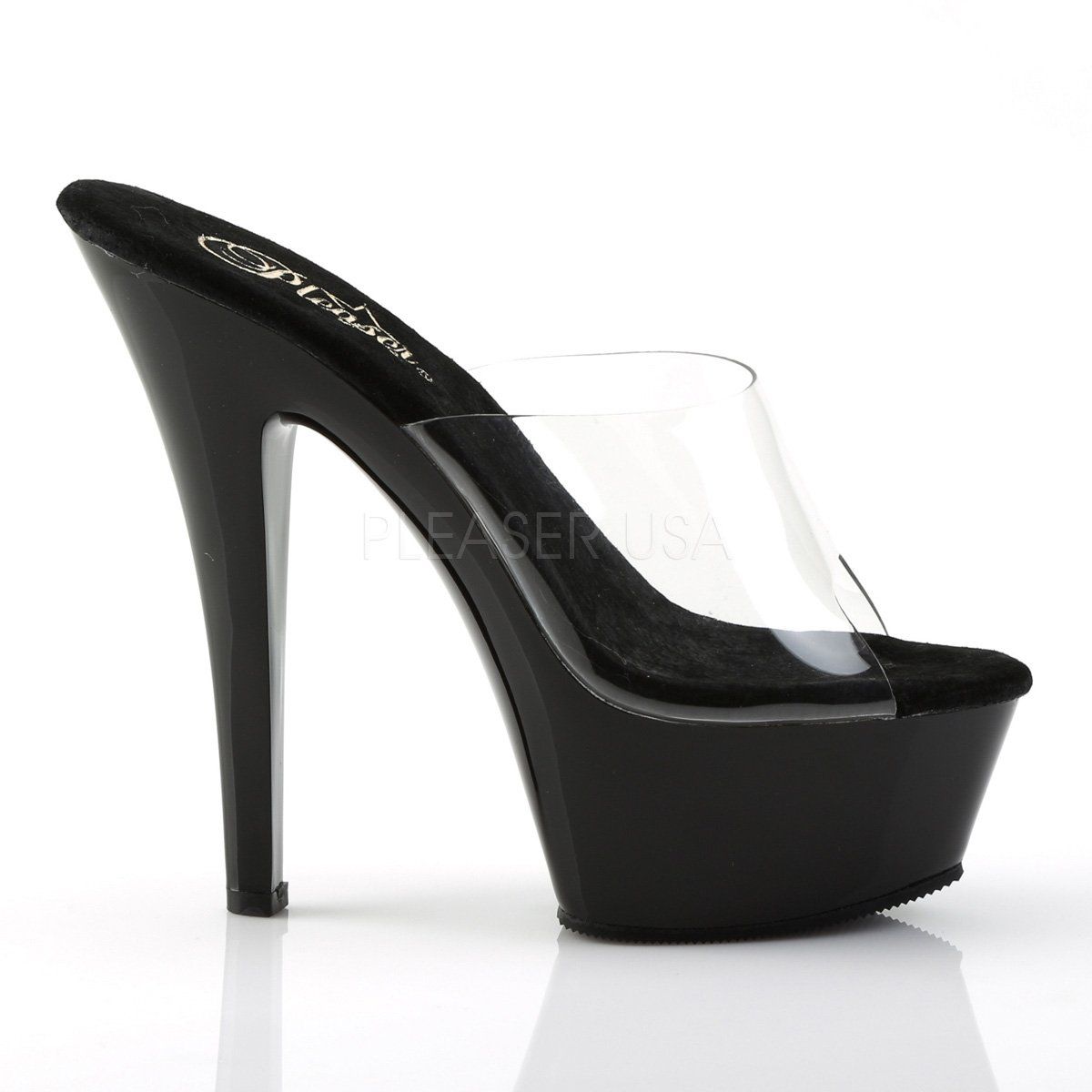 KISS-201 Clear/Black Platform Sandal Pleaser