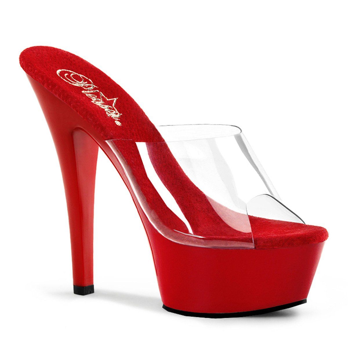 KISS-201 Clear/Red Platform Sandal Pleaser