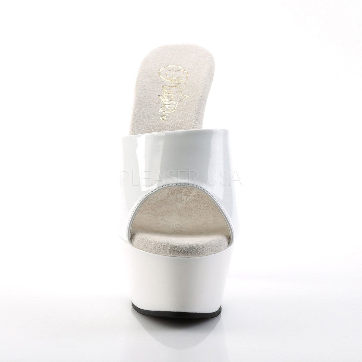 KISS-201 White Patent Slide Pleaser