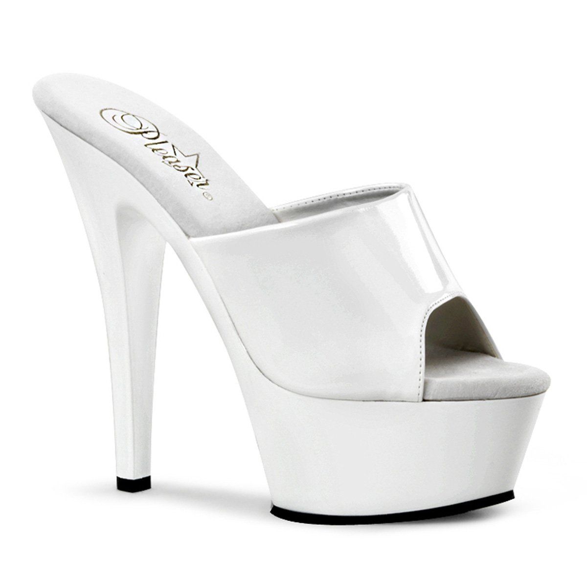 KISS-201 White Patent Slide Pleaser