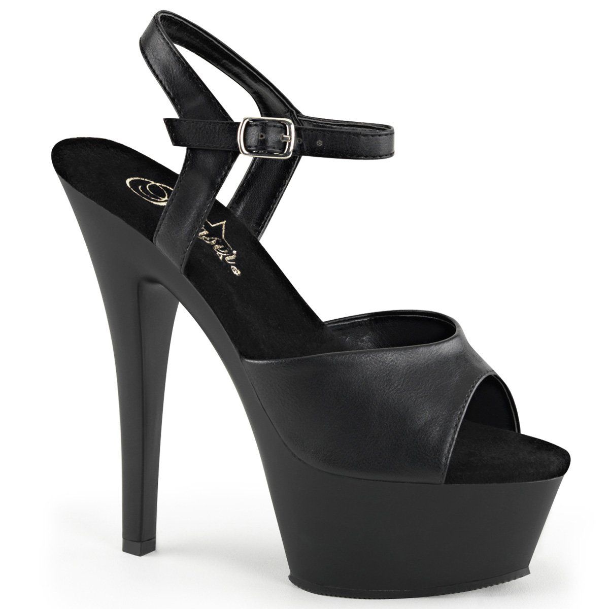 KISS-209 Black Faux Leather Platform Sandal Pleaser