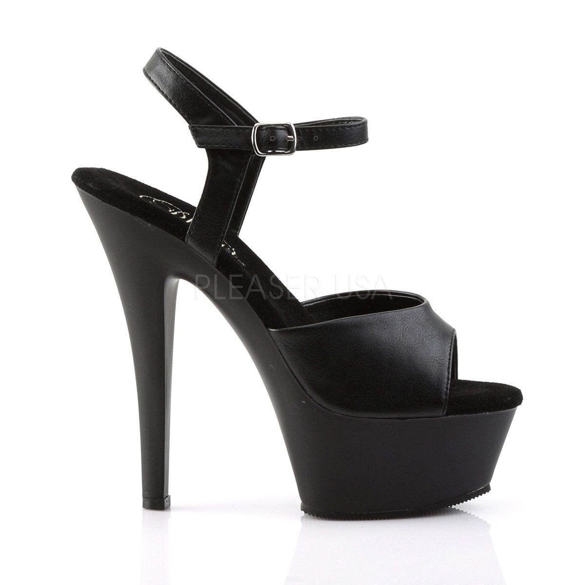 KISS-209 Black Faux Leather Platform Sandal Pleaser