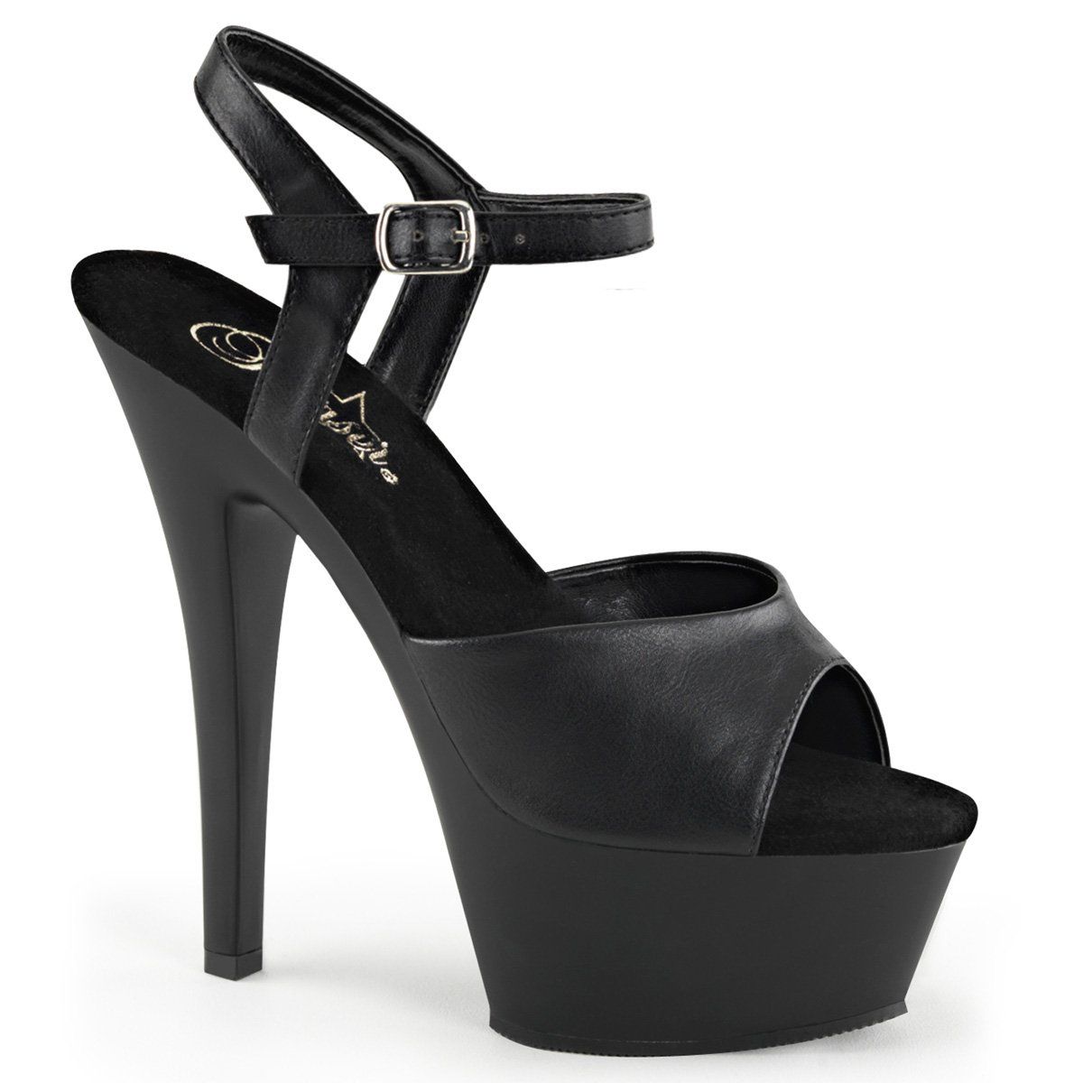 KISS-209 Black Faux Leather Platform Sandal Pleaser