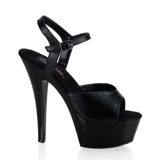 KISS-209 Black Leather/Black Platform Sandal Pleaser