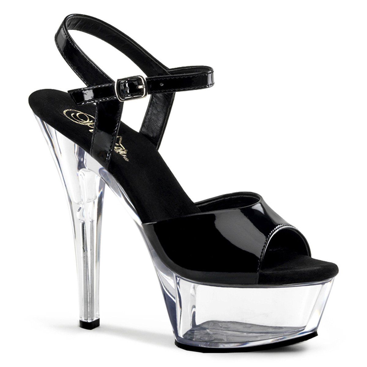 KISS-209 Black Patent/Clear Platform Sandal Pleaser