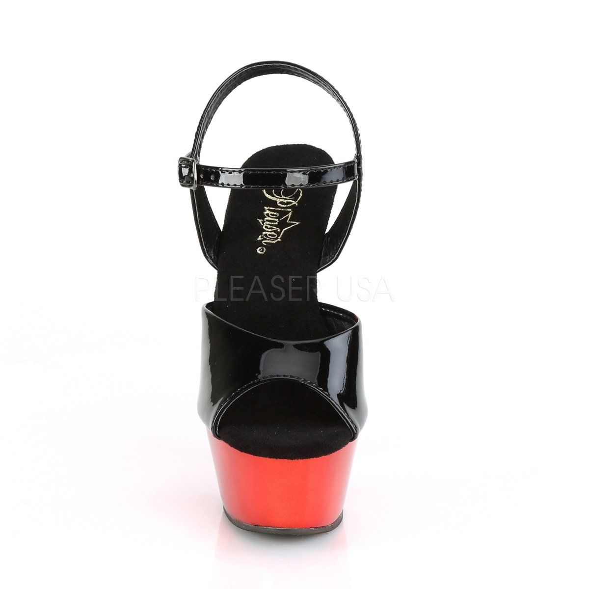 KISS-209 Black Patent/Red Chrome Platform Sandal Pleaser