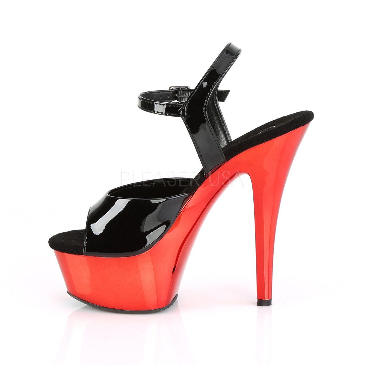 KISS-209 Black Patent/Red Chrome Platform Sandal Pleaser