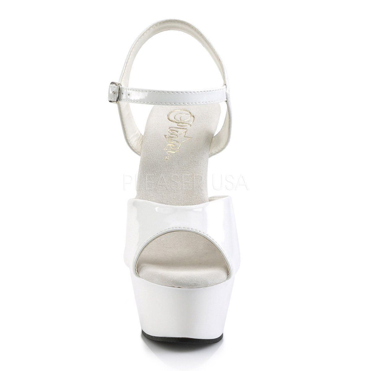 KISS-209 White Patent Platform Sandal Pleaser