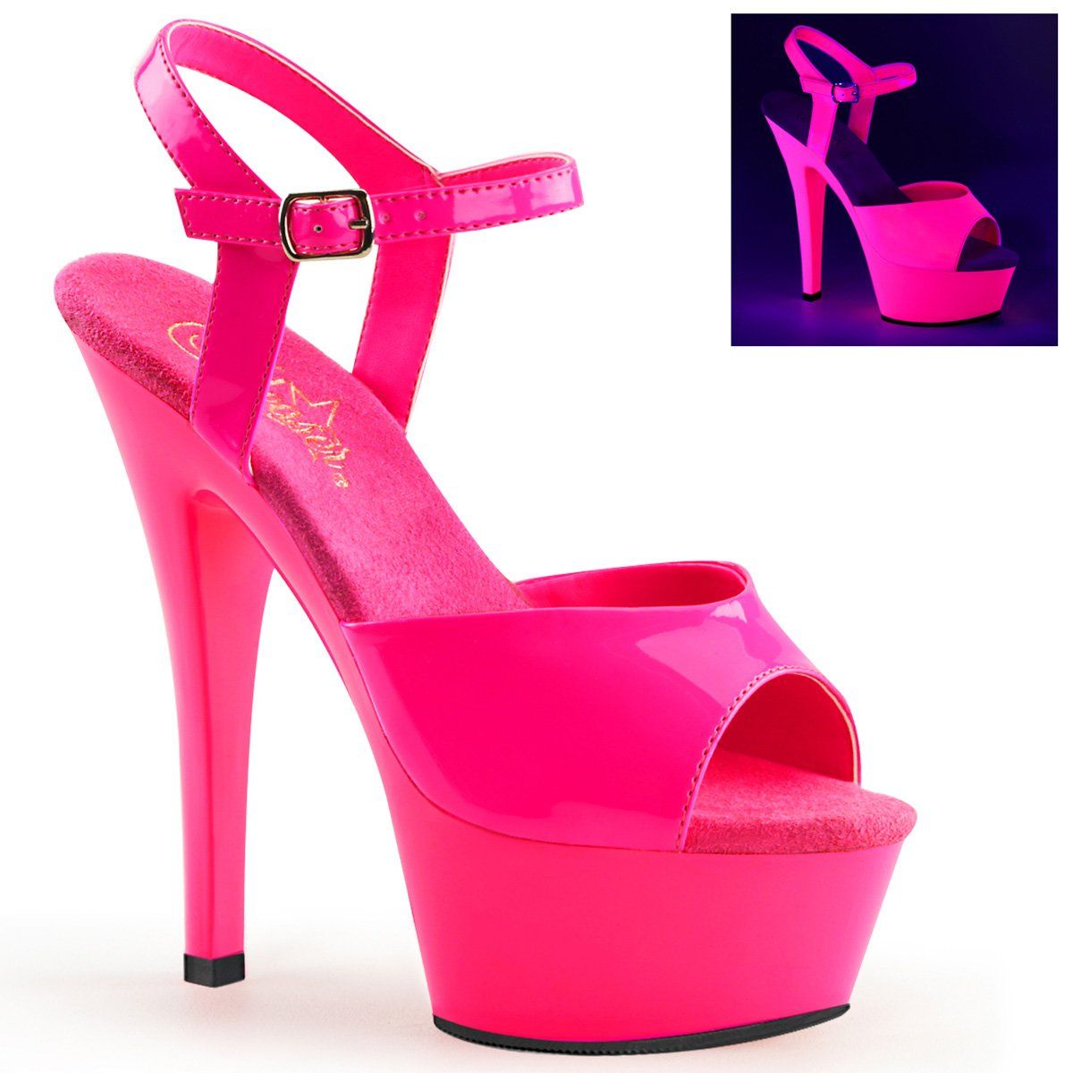 KISS-209UV Neon Hot Pink/Hot Pink Platform Sandal Pleaser