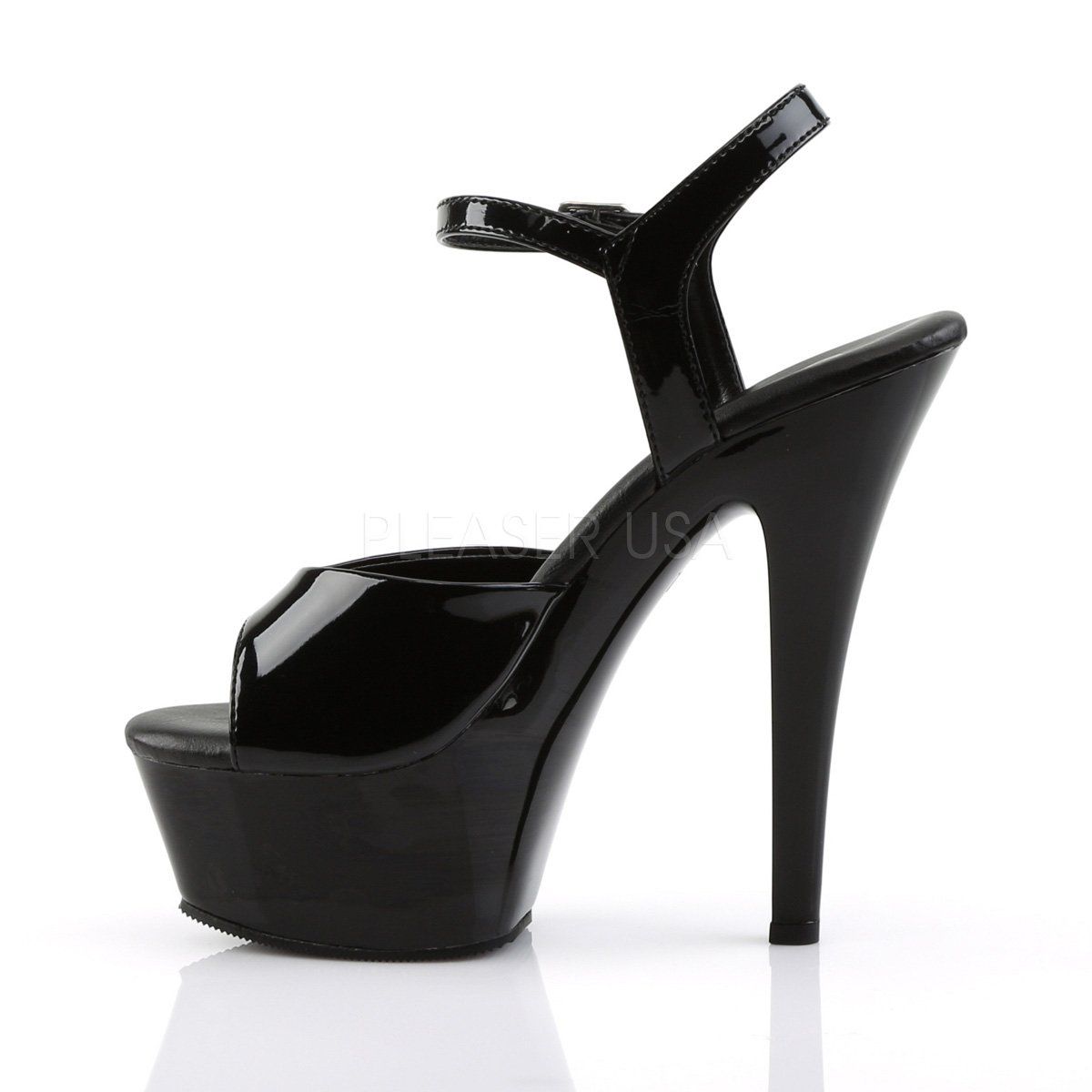 KISS-209VL Black Patent Platform Sandal Pleaser