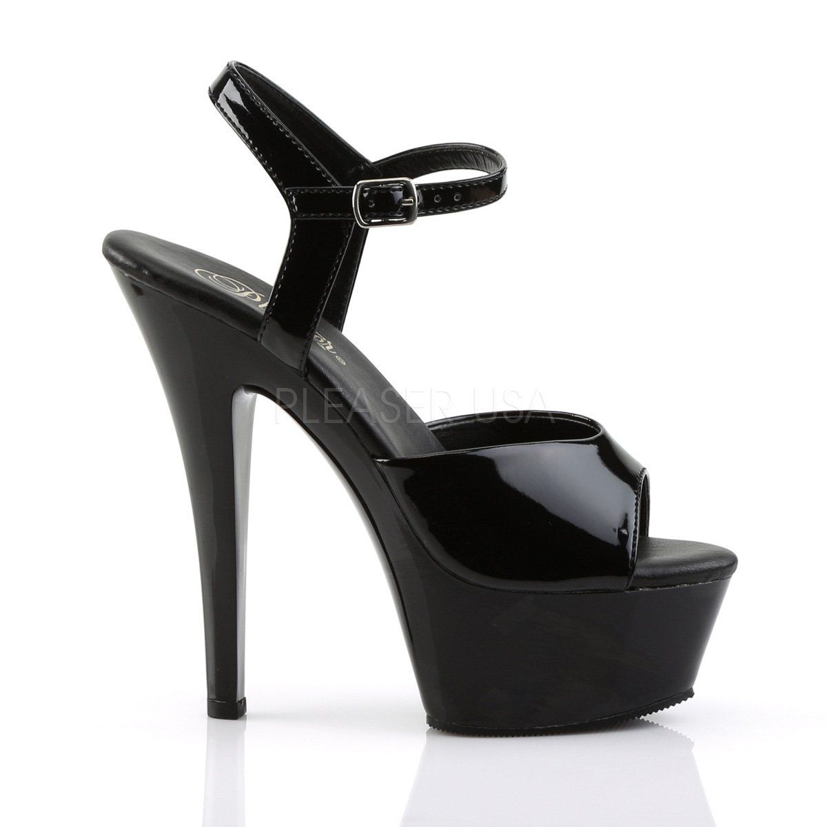 KISS-209VL Black Patent Platform Sandal Pleaser