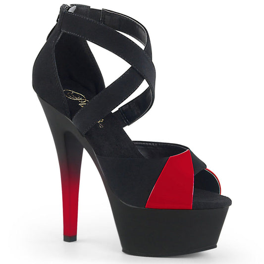 KISS-221 Black Nubuck-Red Patent-Red Platform Sandal Pleaser