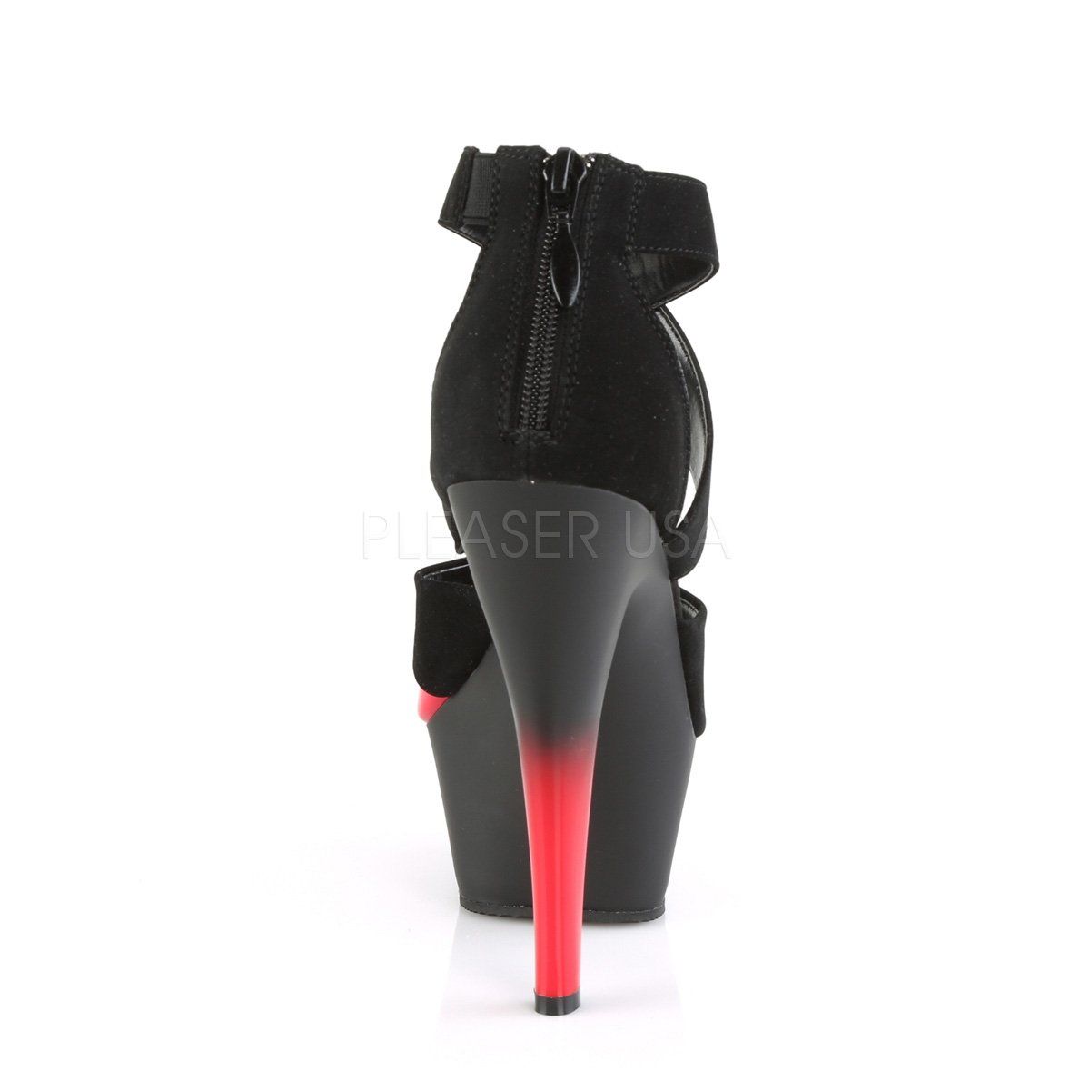 KISS-221 Black Nubuck-Red Patent-Red Platform Sandal Pleaser