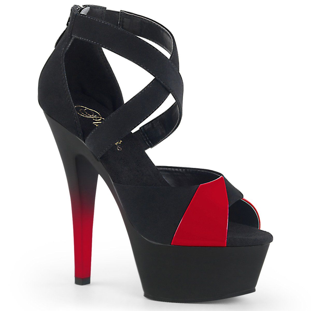 KISS-221 Black Nubuck-Red Patent-Red Platform Sandal Pleaser