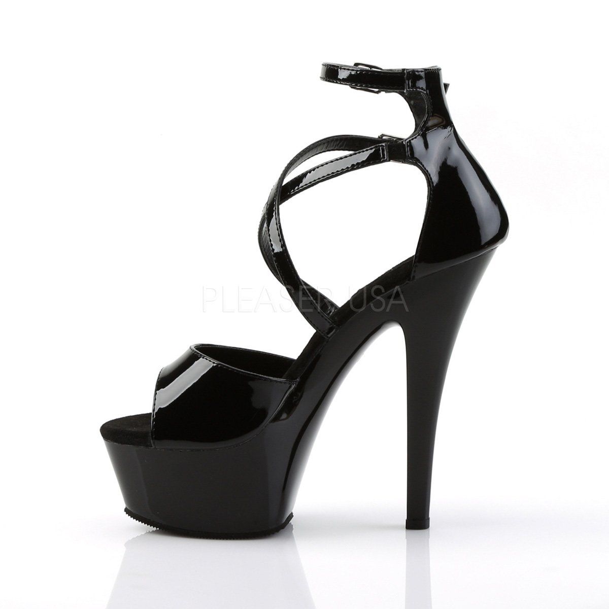 KISS-254 Black Patent Platform Sandal Pleaser