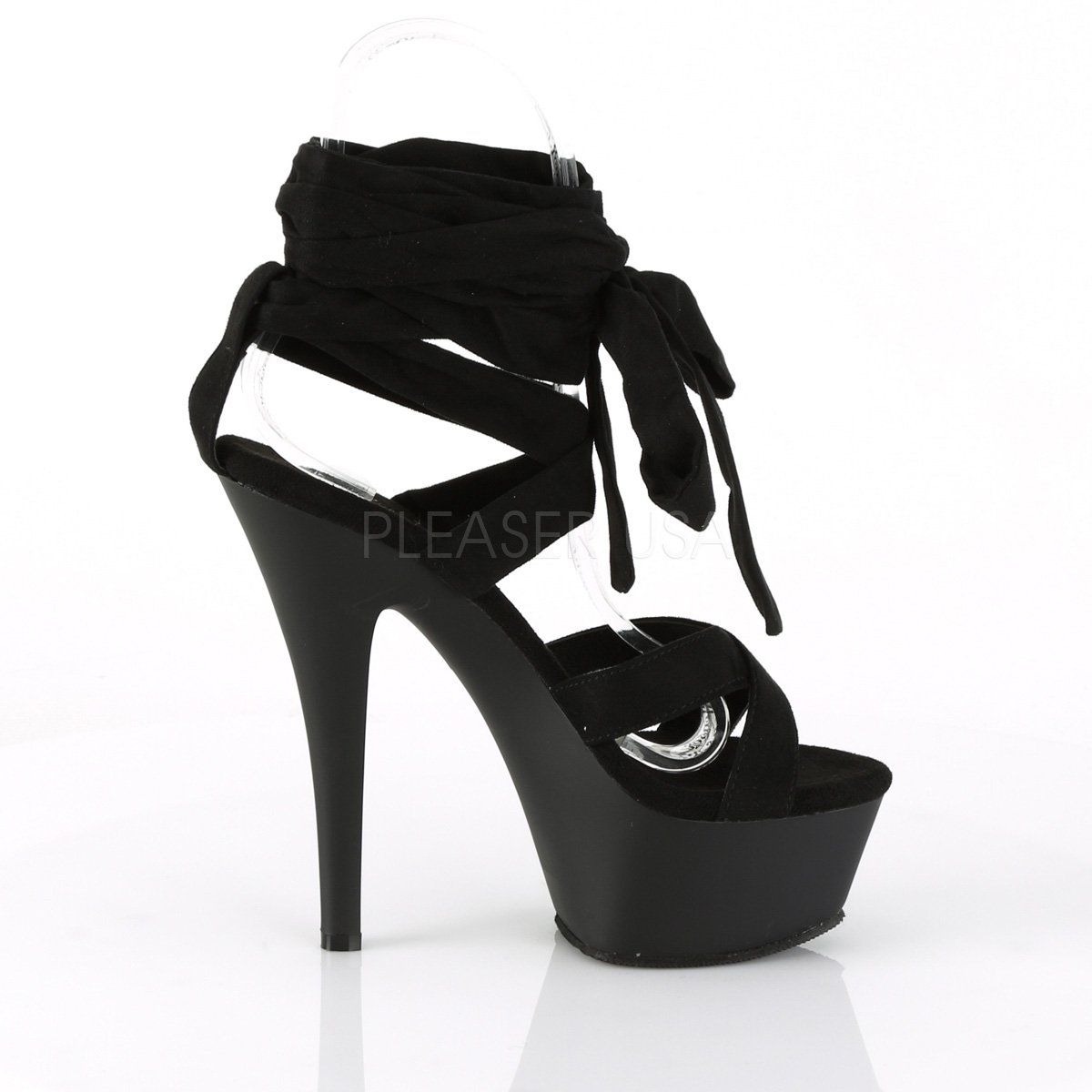 KISS-274 Black Faux Suede Platform Sandal Pleaser