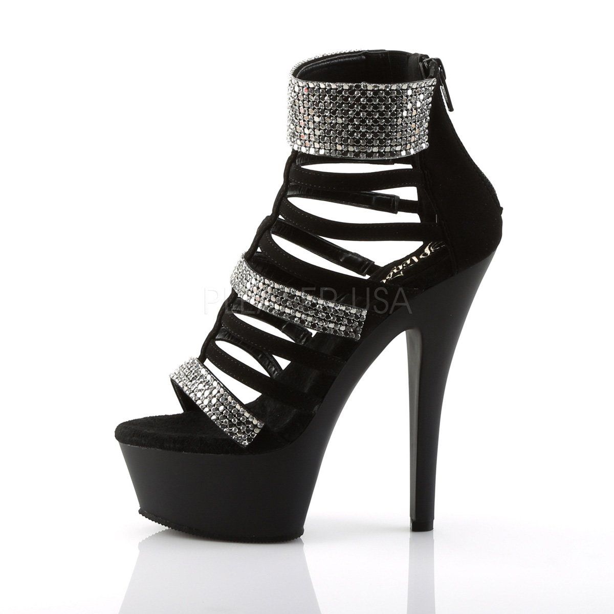 KISS-294 Black Nubuck/Black Platform Sandal Pleaser