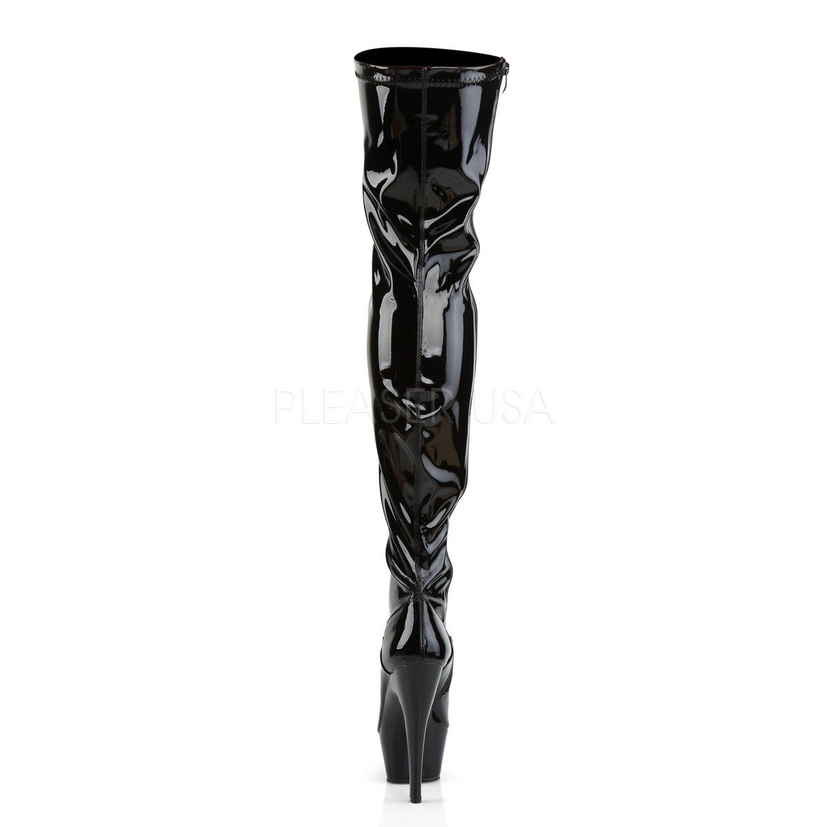 KISS-3000 Black Stretch Patent Thigh Boot Pleaser