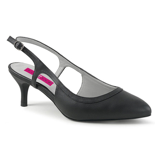 KITTEN-02 Black Faux Leather Pleaser Pink Label