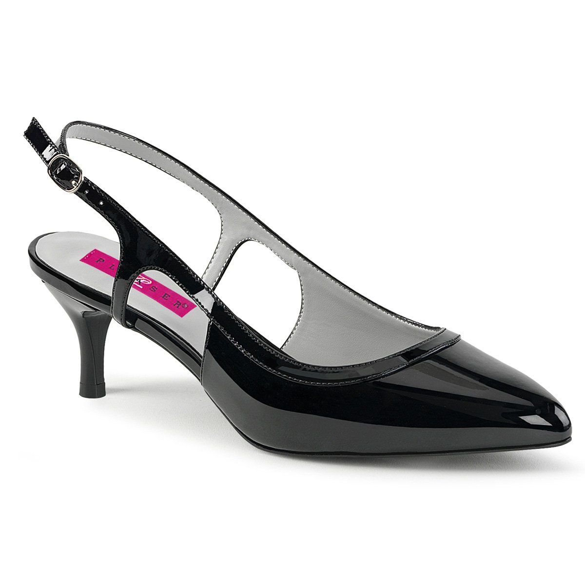 KITTEN-02 Black Patent Pleaser Pink Label