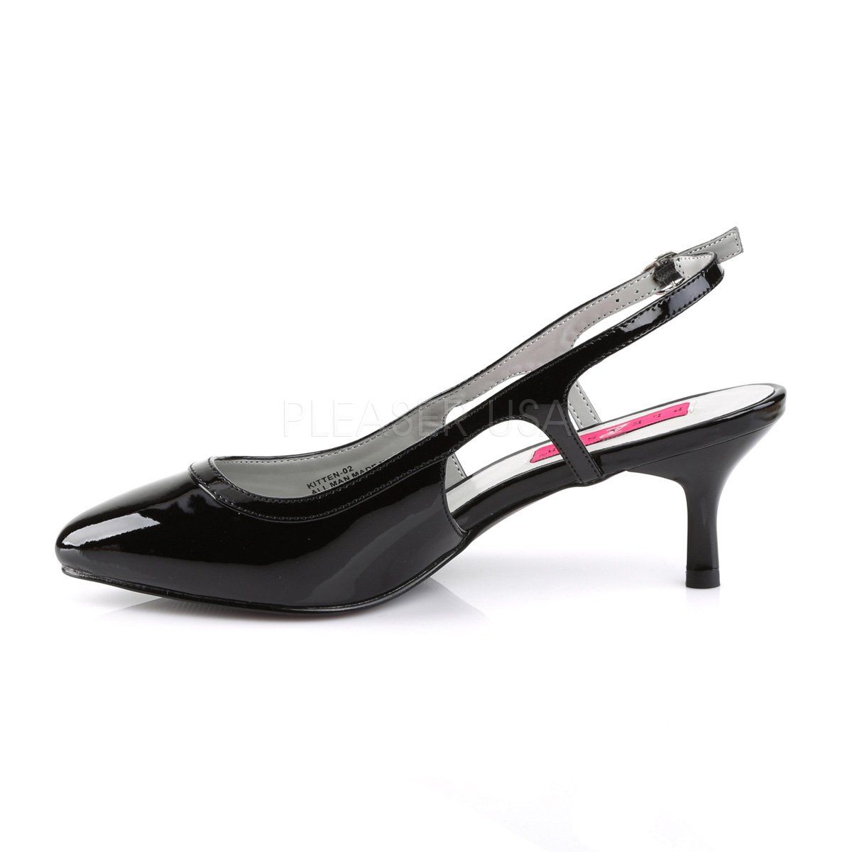 KITTEN-02 Black Patent Pleaser Pink Label