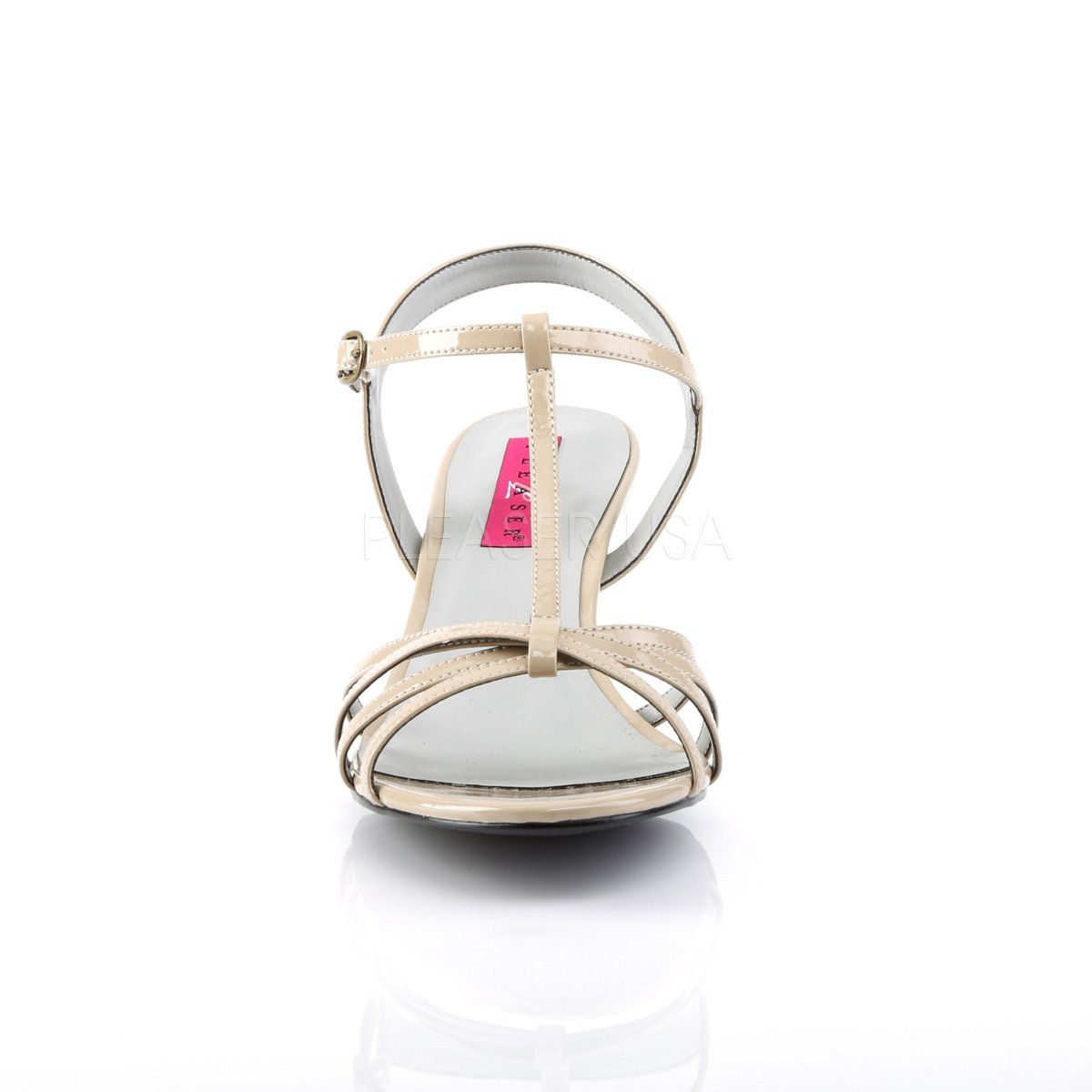 KITTEN-06 Cream Patent Pleaser Pink Label