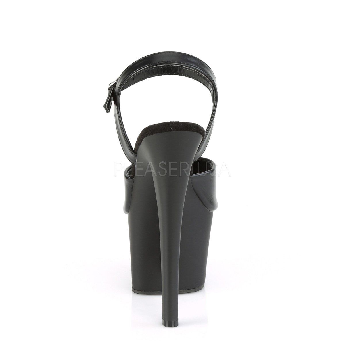 KNUCKS-709 Black Faux Leather Platform Sandal Pleaser