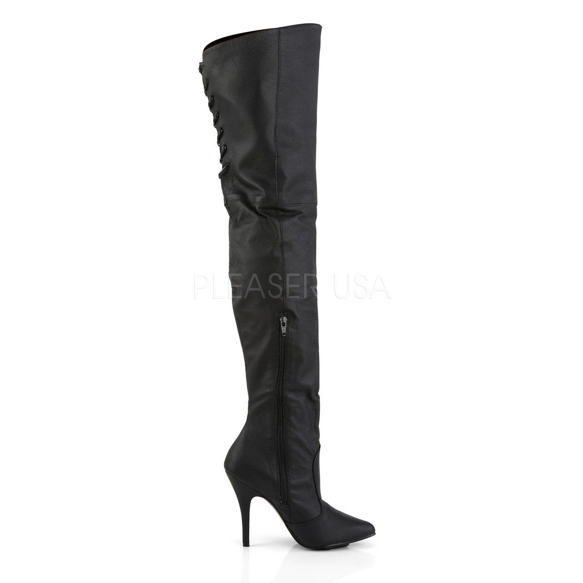 LEGEND-8899 Black Leather (P) Thigh Boot Pleaser