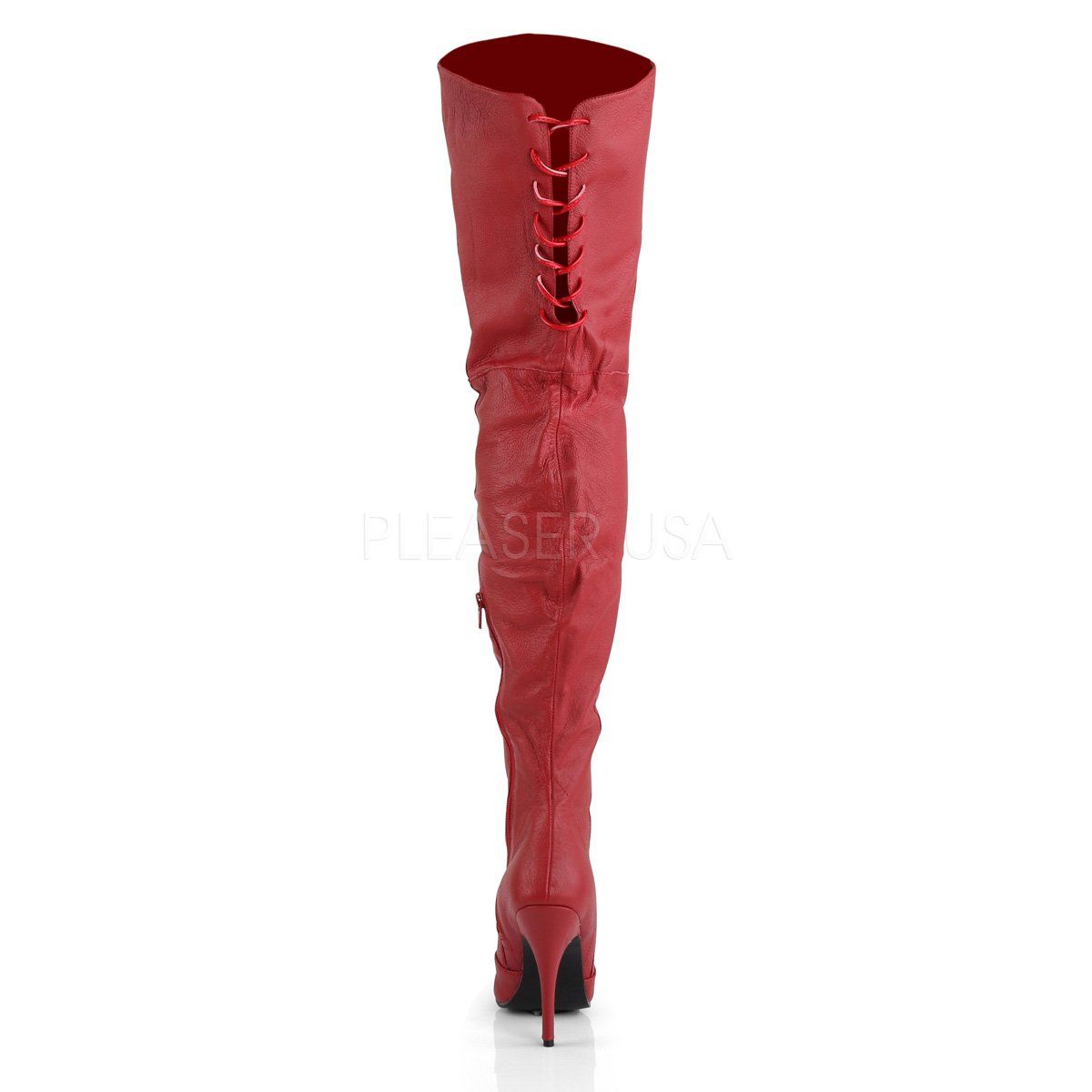 LEGEND-8899 Red Leather (P) Thigh Boot Pleaser
