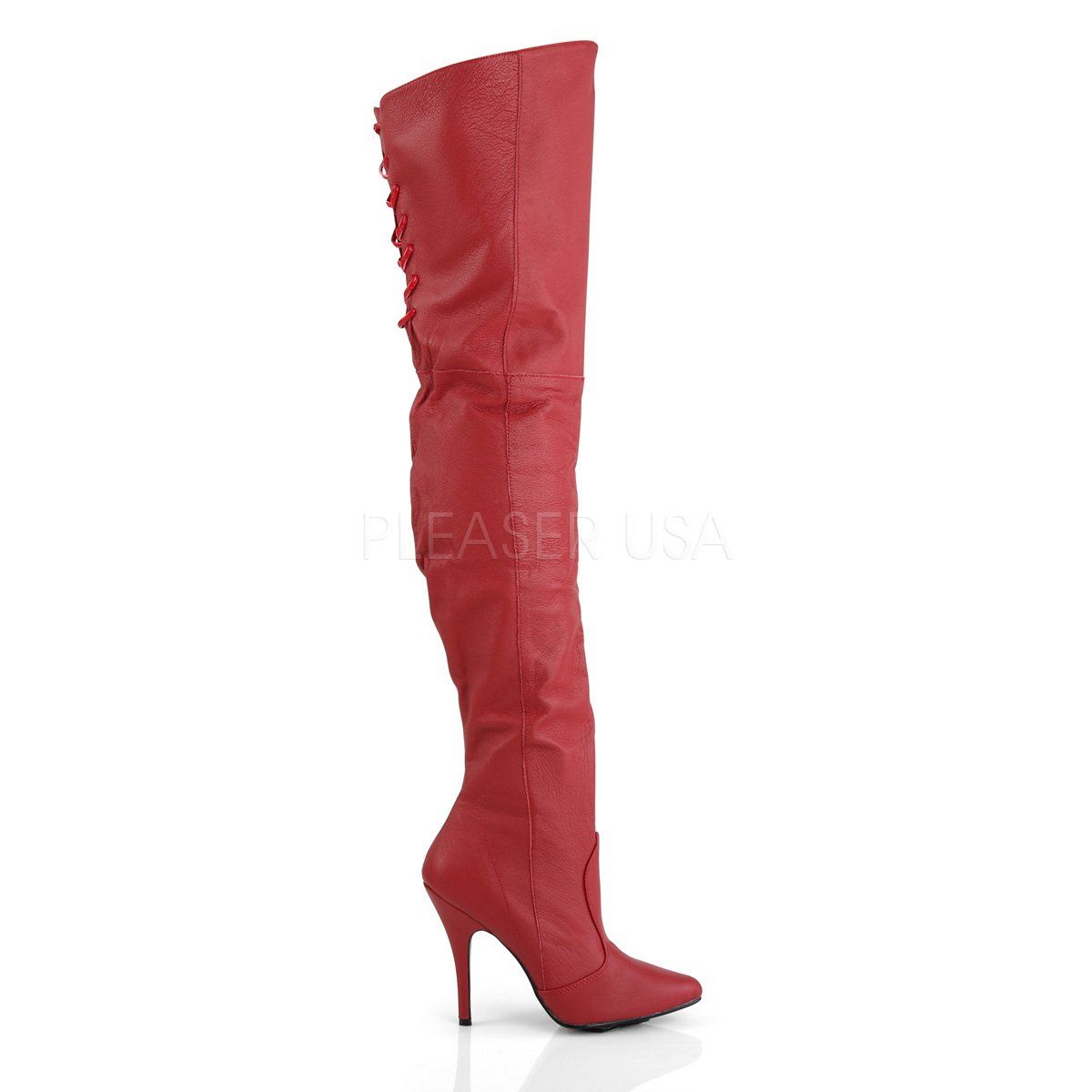 LEGEND-8899 Red Leather (P) Thigh Boot Pleaser