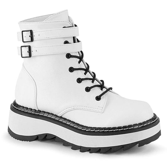 LILITH-152 White Vegan Leather Ankle Boot Demonia